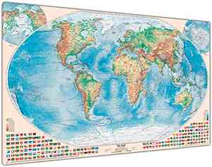Physische Weltkarte, 200x130 cm, deutsch, Leinwand-Druck