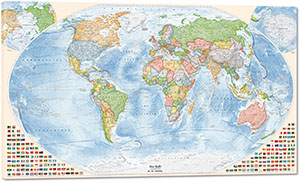 Politische Weltkarte, 200x120 cm, deutsch, Leinwand-Druck