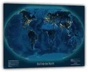 Weltkarte „Die Erde bei Nacht“, 100 x 70 cm, deutsch